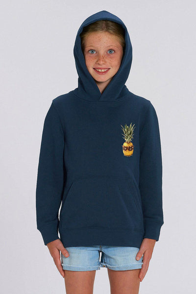 Navy Kids Cool Pineapple Hoodie, Medium-weight, from organic cotton blend, for girls & for boys