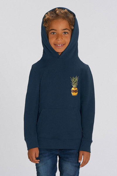 Navy Kids Cool Pineapple Hoodie, Medium-weight, from organic cotton blend, for girls & for boys
