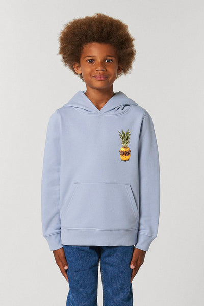Light blue Kids Cool Pineapple Hoodie, Medium-weight, from organic cotton blend, for girls & for boys