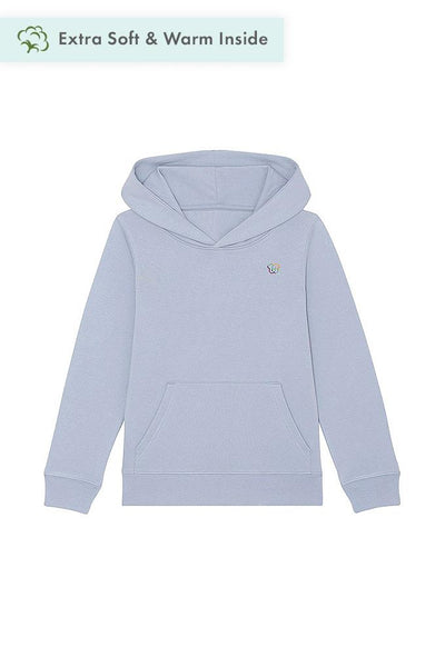Light blue Kids Embroidered Logo Hoodie, Medium-weight, from organic cotton blend, for girls & for boys