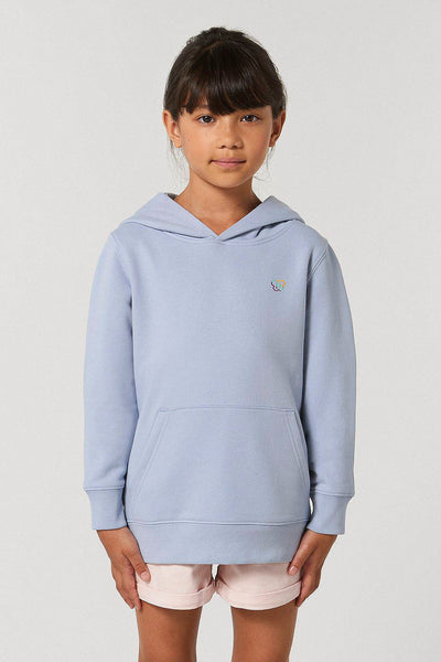 Light blue Kids Embroidered Logo Hoodie, Medium-weight, from organic cotton blend, for girls & for boys