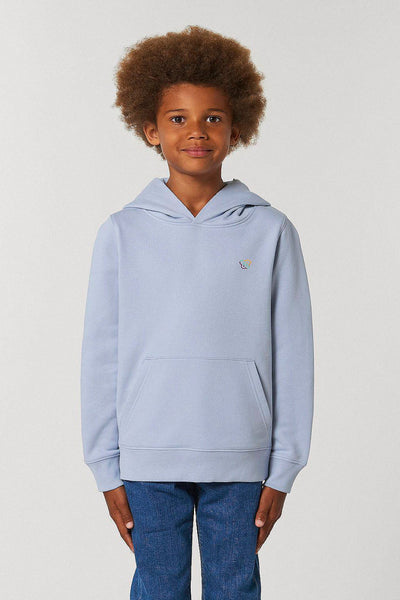 Light blue Kids Embroidered Logo Hoodie, Medium-weight, from organic cotton blend, for girls & for boys