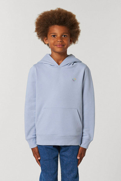 Light blue Kids Embroidered Logo Hoodie, Medium-weight, from organic cotton blend, for girls & for boys