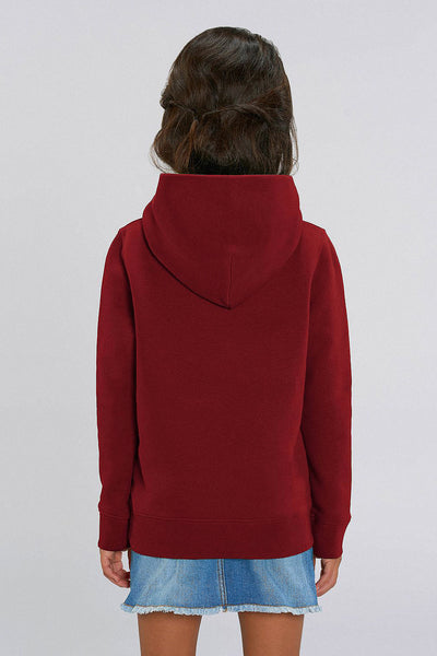 Burgundy Kids Love Heart Graphic Hoodie, Medium-weight, from organic cotton blend, for girls & for boys