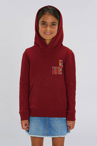 Burgundy Kids Love Heart Printed Hoodie, Medium-weight, from organic cotton blend, for girls & for boys