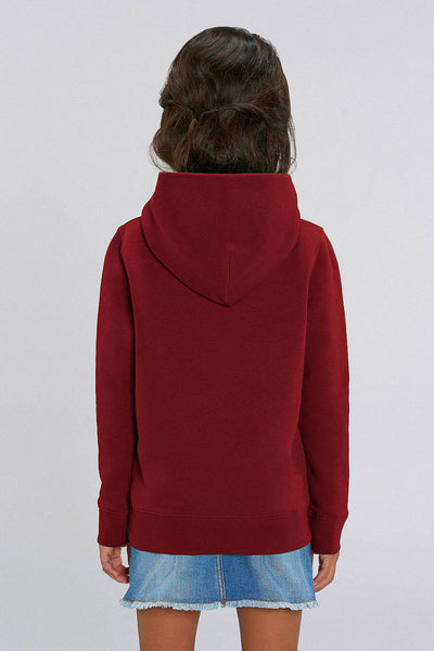 Burgundy Kids Love Heart Printed Hoodie, Medium-weight, from organic cotton blend, for girls & for boys