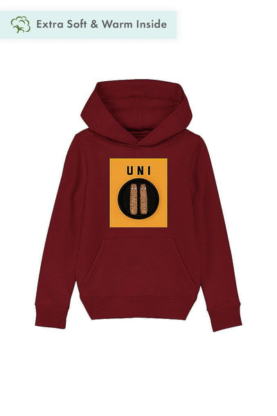 Burgundy Boys Unicorn Graphic Hoodie, Medium-weight, from organic cotton blend