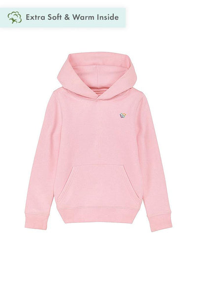 Cotton Pink Kids Embroidered Logo Hoodie, Medium-weight, from organic cotton blend, for girls & for boys
