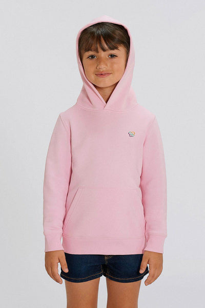 Cotton Pink Kids Embroidered Logo Hoodie, Medium-weight, from organic cotton blend, for girls & for boys