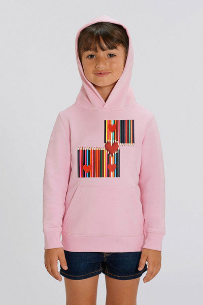 Cotton Pink Kids Love Heart Graphic Hoodie, Medium-weight, from organic cotton blend, for girls & for boys