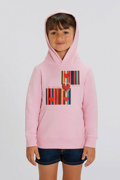 Cotton Pink Kids Love Heart Graphic Hoodie, Medium-weight, from organic cotton blend, for girls & for boys