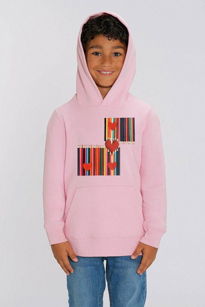 Cotton Pink Kids Love Heart Graphic Hoodie, Medium-weight, from organic cotton blend, for girls & for boys