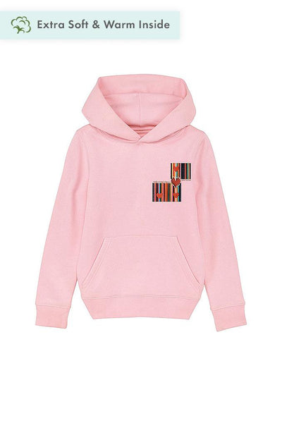 Cotton Pink Kids Love Heart Printed Hoodie, Medium-weight, from organic cotton blend, for girls & for boys