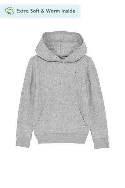 Grey Kids Embroidered Logo Hoodie, Medium-weight, from organic cotton blend, for girls & for boys