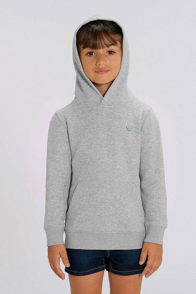 Grey Kids Embroidered Logo Hoodie, Medium-weight, from organic cotton blend, for girls & for boys