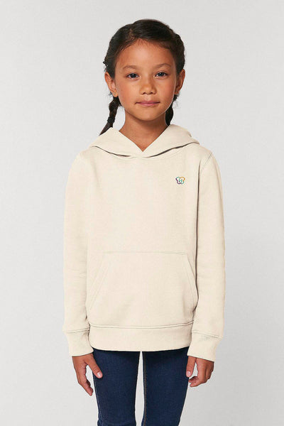Beige Kids Embroidered Logo Hoodie, Medium-weight, from organic cotton blend, for girls & for boys