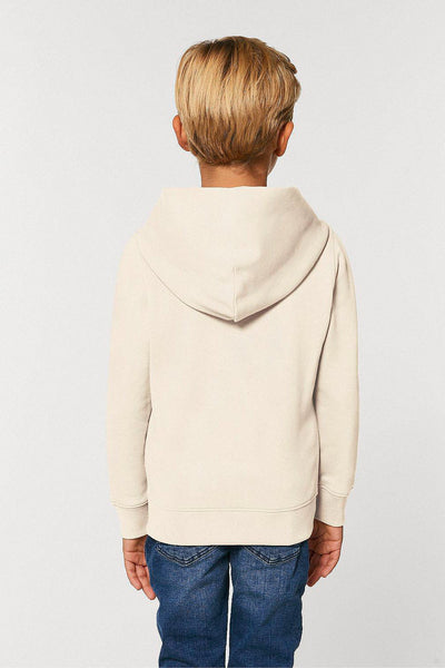 Beige Kids Embroidered Logo Hoodie, Medium-weight, from organic cotton blend, for girls & for boys