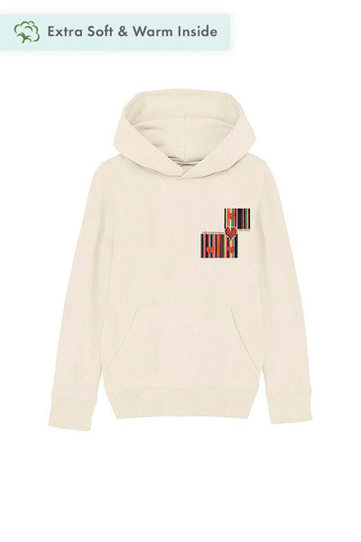 Beige Kids Love Heart Printed Hoodie, Medium-weight, from organic cotton blend, for girls & for boys