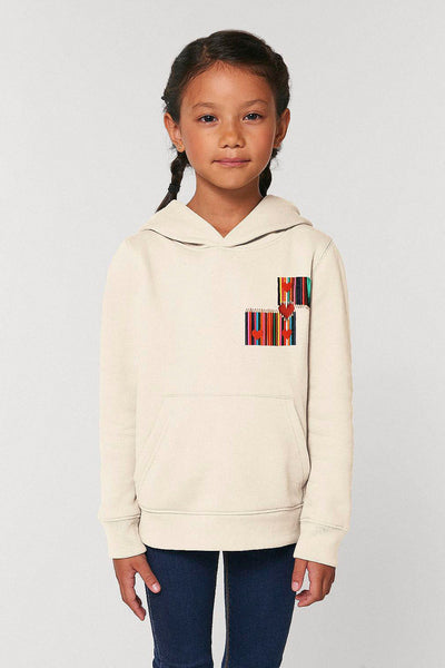 Beige Kids Love Heart Printed Hoodie, Medium-weight, from organic cotton blend, for girls & for boys
