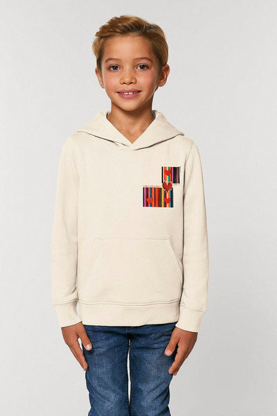 Beige Kids Love Heart Printed Hoodie, Medium-weight, from organic cotton blend, for girls & for boys