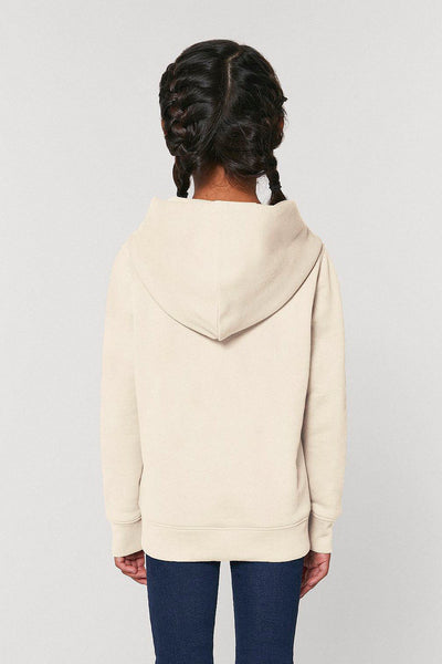 Beige Girls Cute Floral Graphic Hoodie, Medium-weight, from organic cotton blend