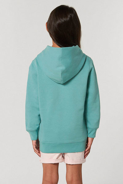 Teal green Kids Blooming Umbrella Graphic Hoodie, Medium-weight, from organic cotton blend, for girls & for boys