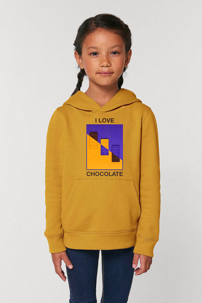 Yellow Kids Chocolate Love Graphic Hoodie, Medium-weight, from organic cotton blend, for girls & for boys