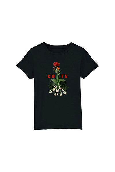 Black Girls Cute Floral Graphic T-Shirt, 100% organic cotton