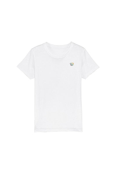 White Kids BHappy Logo Crew Neck T-Shirt, 100% organic cotton, for girls & for boys