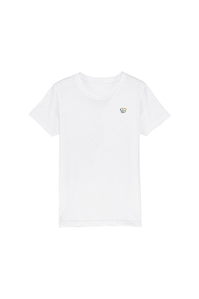 White Kids BHappy Logo Crew Neck T-Shirt, 100% organic cotton, for girls & for boys