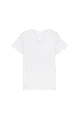 White Kids BHappy Logo Crew Neck T-Shirt, 100% organic cotton, for girls & for boys 