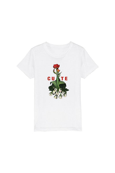 White Girls Cute Floral Graphic T-Shirt, 100% organic cotton