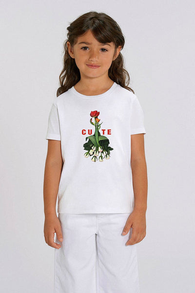 White Girls Cute Floral Graphic T-Shirt, 100% organic cotton
