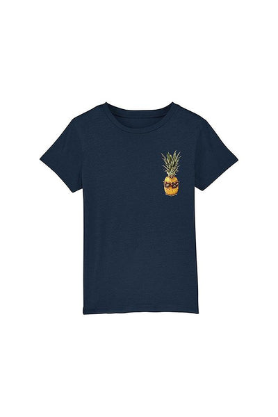 Navy Kids Cool Pineapple Crew Neck T-Shirt, 100% organic cotton, for girls & for boys
