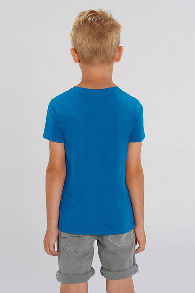 Royal Blue Kids Orange Bicycle Crew Neck T-Shirt, 100% organic cotton, for girls & for boys