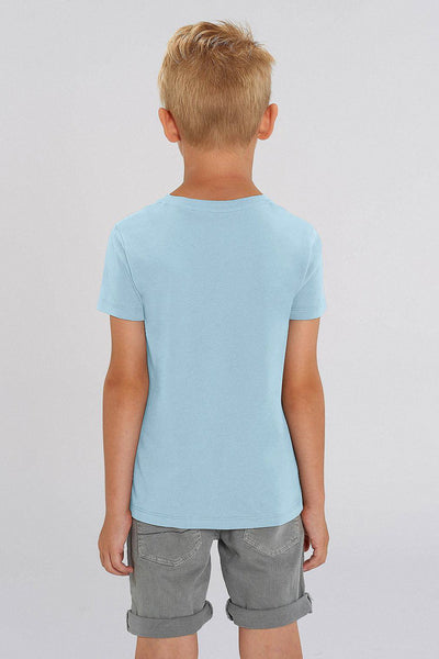 Light blue Kids Orange Bicycle Crew Neck T-Shirt, 100% organic cotton, for girls & for boys