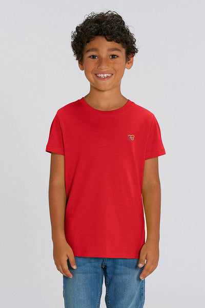 Red Kids BHappy Logo Crew Neck T-Shirt, 100% organic cotton, for girls & for boys