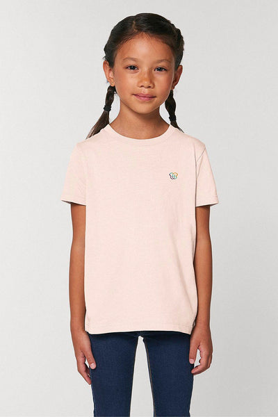 Light Pink Kids BHappy Logo Crew Neck T-Shirt, 100% organic cotton, for girls & for boys