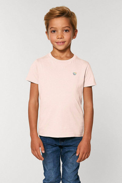 Light Pink Kids BHappy Logo Crew Neck T-Shirt, 100% organic cotton, for girls & for boys