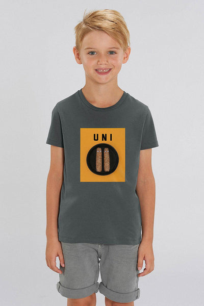 Dark grey Boys Unicorn Graphic T-Shirt, 100% organic cotton