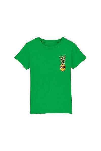 Green Kids Cool Pineapple Crew Neck T-Shirt, 100% organic cotton, for girls & for boys