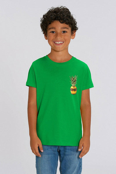 Green Kids Cool Pineapple Crew Neck T-Shirt, 100% organic cotton, for girls & for boys