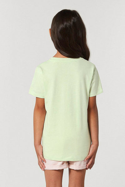Light green Kids Orange Bicycle Crew Neck T-Shirt, 100% organic cotton, for girls & for boys