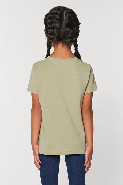 Sage green Kids Cool Pineapple Crew Neck T-Shirt, 100% organic cotton, for girls & for boys