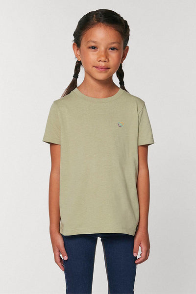 Sage green Kids BHappy Logo Crew Neck T-Shirt, 100% organic cotton, for girls & for boys