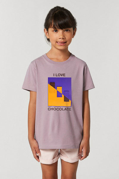 Lilac purple Kids Chocolate Love Graphic T-Shirt, 100% organic cotton, for girls & for boys