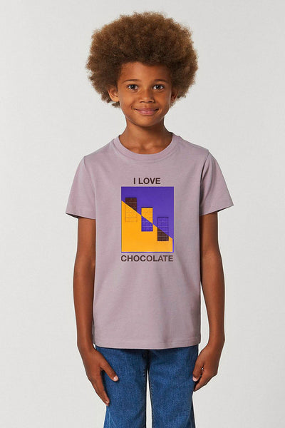 Lilac purple Kids Chocolate Love Graphic T-Shirt, 100% organic cotton, for girls & for boys