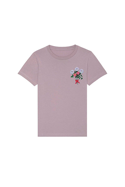 Lilac purple Girls Donut Flowers Graphic T-Shirt, 100% organic cotton