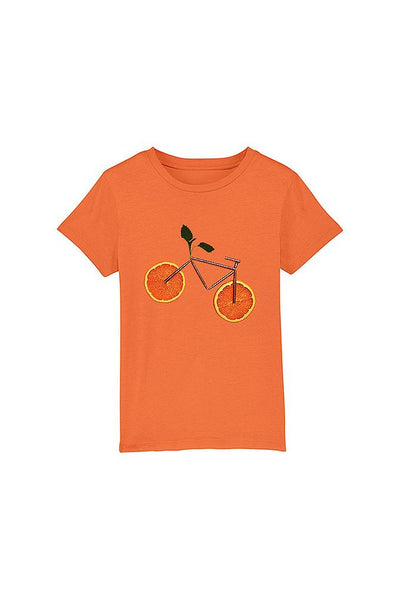 Orange Kids Orange Bicycle Graphic T-Shirt, 100% organic cotton, for girls & for boys
