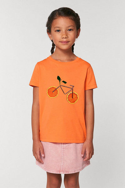 Orange Kids Orange Bicycle Graphic T-Shirt, 100% organic cotton, for girls & for boys